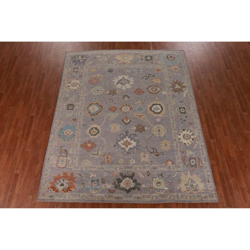 Hand Knotted Oriental 100% Wool Carpet Transitional All-Over Greys & Charcoal Oushak Area Rug - 10' 0'' X 8' 0''