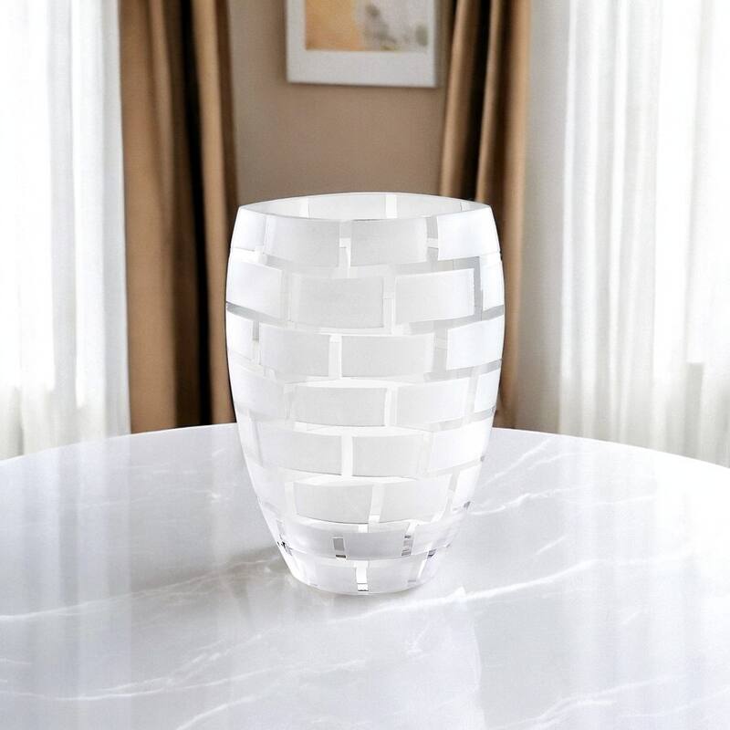 HomeRoots 12" Clear Cylinder Lead Free Crystal Table Vase