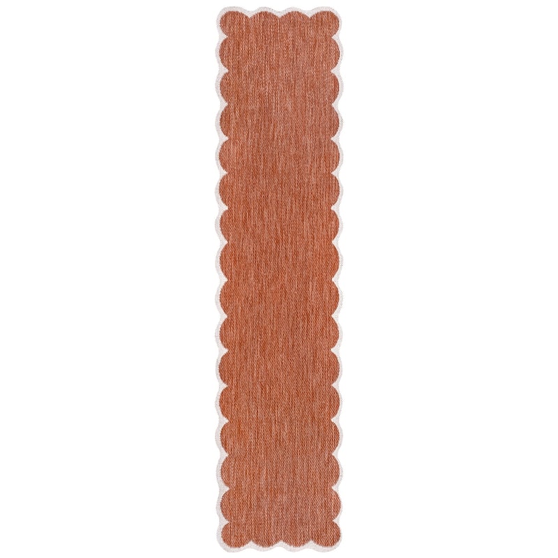 JONATHAN Y Alice Classic Cottage Two-Tone Scalloped Indoor/Outdoor Shaped Area Rug