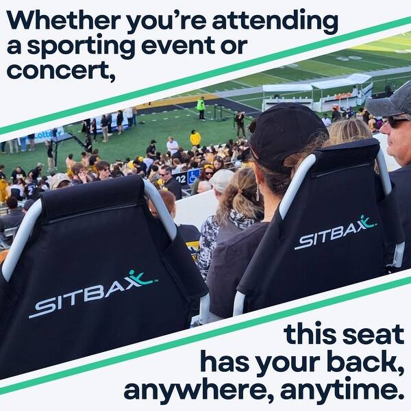 Padded Bleacher Seat – Reclining Stadium Chair with Full Back, Neck Support and 360 Swivel - Patent Pending