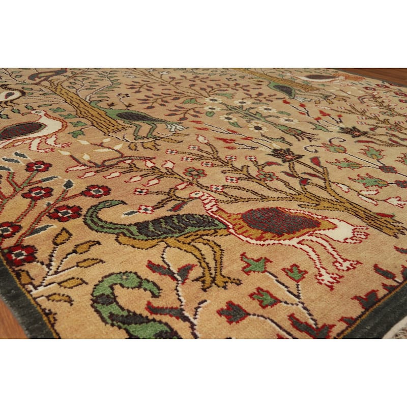 Animals Design Ziegler Area Rug Hand-Knotted Oriental Wool Carpet - 7'11" x 9'10" - 7'11" x 9'10" - Brown