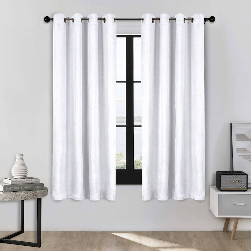 Superior Linen Washable Room Darkening Curtains, Set of 2 Panels