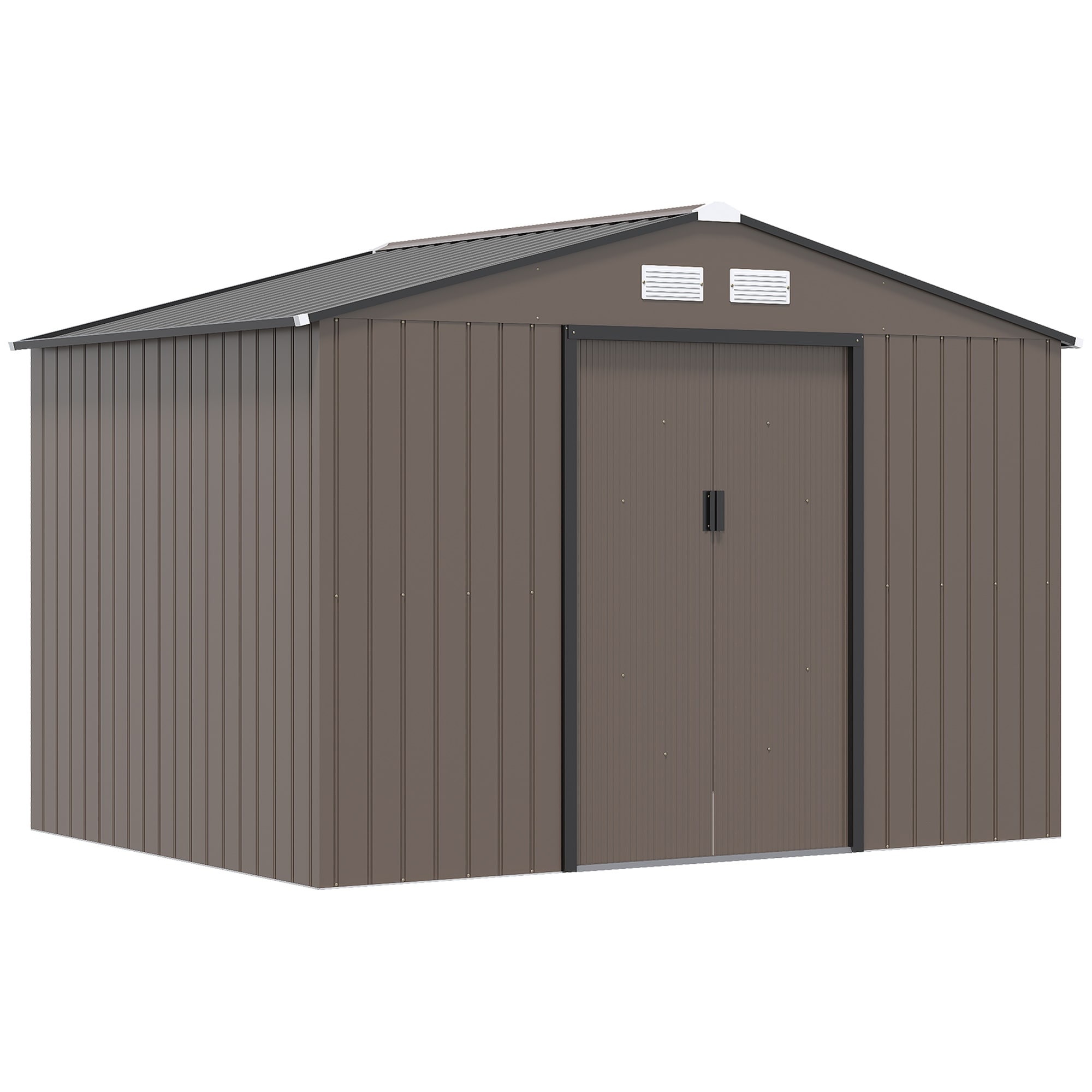 Outsunny 9' x 6' Outdoor Storage Shed, Garden Tool House with Foundation, 4 Vents and 2 Easy Sliding Doors