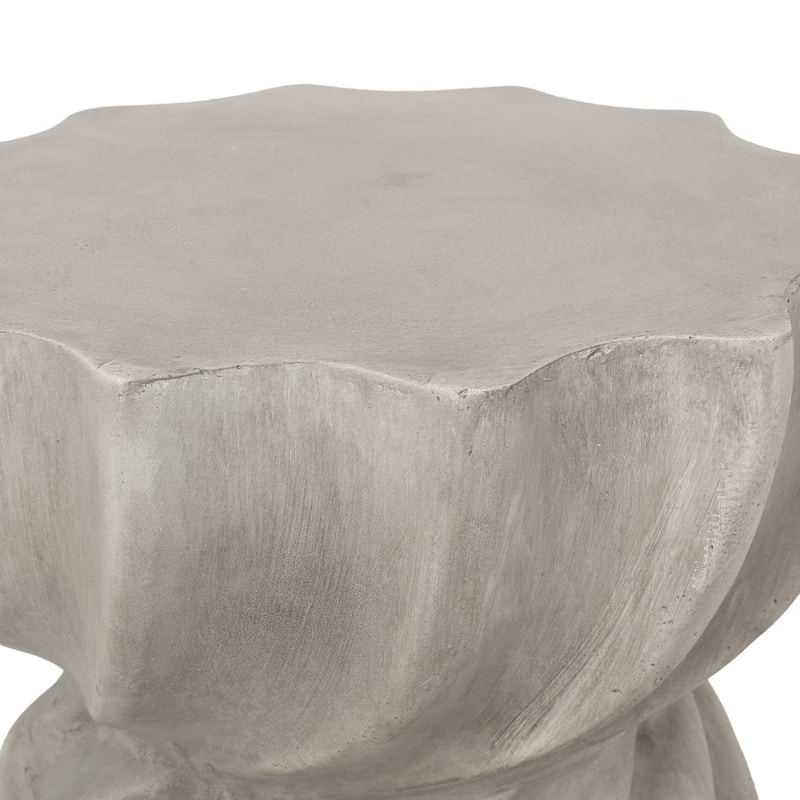 Roomfitters Canis Concrete Side Table, Outdoor Accent End Table, Modern Patio Small Round Table, Grey - Gray