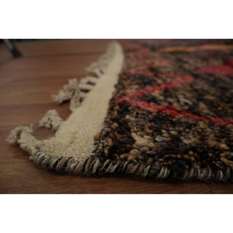 Hand Knotted Oriental 100% Wool Carpet Modern Tribal Brown Moroccan Area Rug - 10' 6'' X 6' 10''