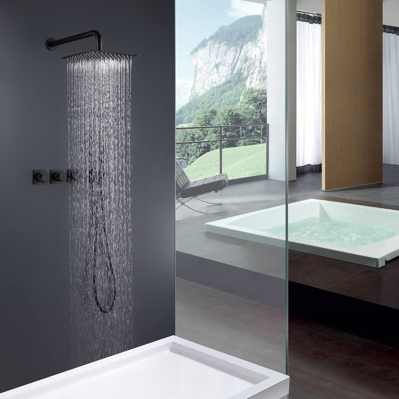 EPOWP Overhead Shower With Handheld Shower Complete Shower System Bed