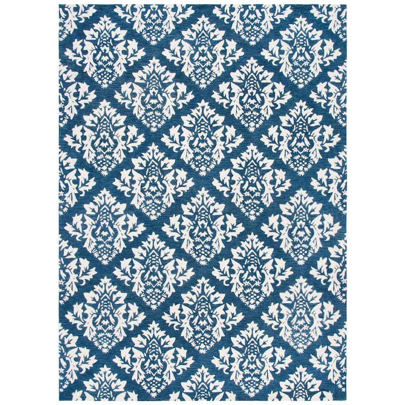 SAFAVIEH Handmade Micro-Loop Dinuca Transitional Geometric Wool Rug
