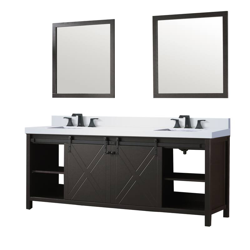 Marsyas Bath Vanity, Cultured Marble Countertop, Faucet Set and Mirrors