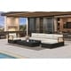 preview thumbnail 35 of 37, PURPLE LEAF GLFSF Outdoor sofas Black sofa with white seat for Yard Porch Deck Patio Conversation Sets Open-End/5seats+1 Ottoman+2 Tables