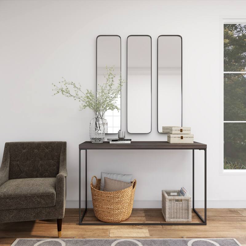 Iron Contemporary Wall Mirror - 12 x 2 x 48