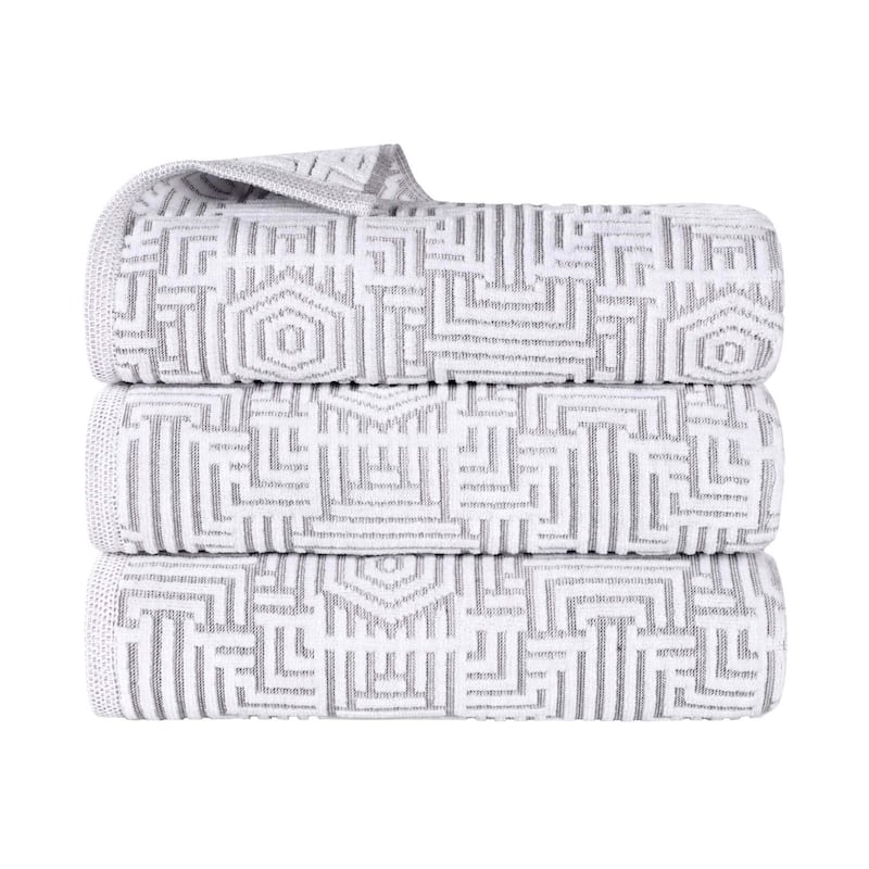 Superior Jasper Cotton Modern Geometric Jacquard Bath Towel Set of 3