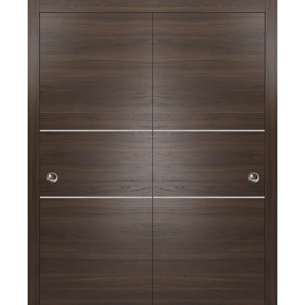 Bypass Doors 36 x 80 Planum 0110 Chocolate Ash with Sturdy Rails
