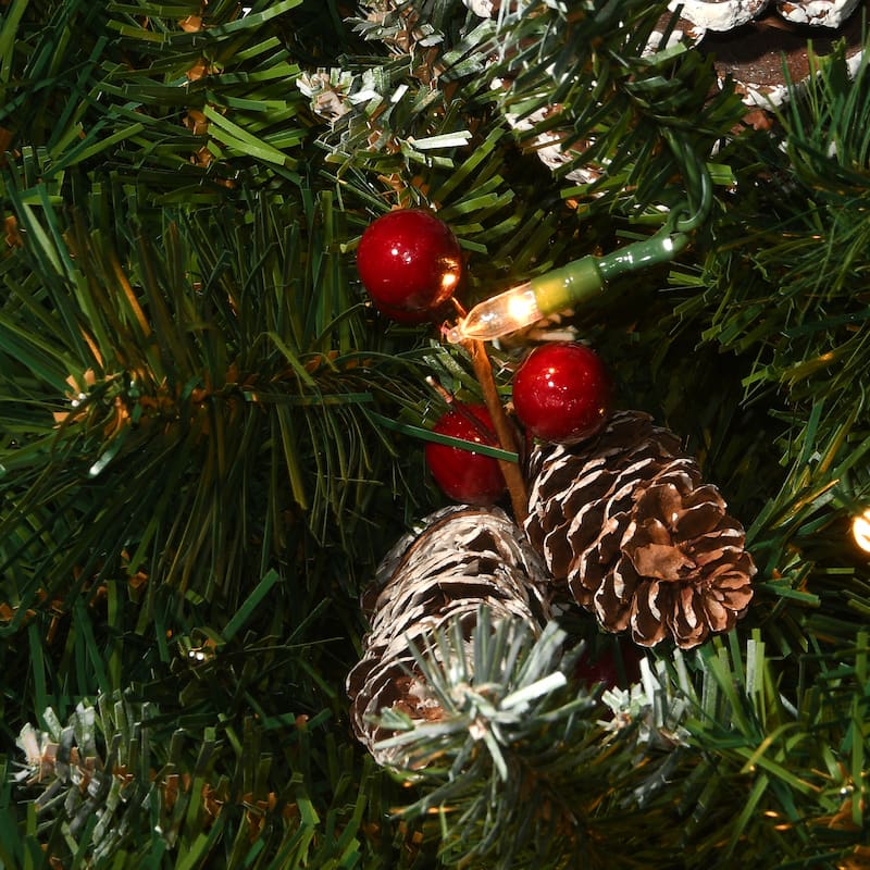 National Tree Company 33 in. Frosted Berry Urn Filler with Battery Operated LED Lights - 33 in