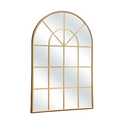 Large Arched Metal Framed Wall Mirror, Gold