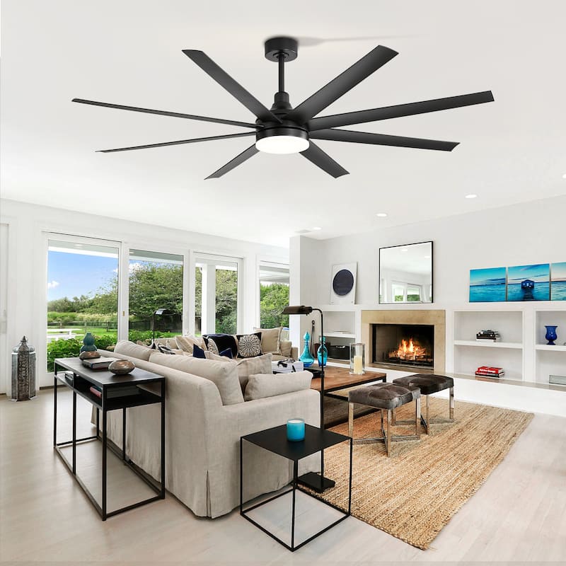 72 Inch Black Morden LED Ceiling Fan with Light Remote(8-Blade) - Remote