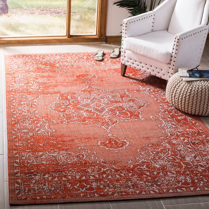 SAFAVIEH Palazzo Avia Overdyed Modern Oriental Rug - 5' x 8' - Orange/Light Grey