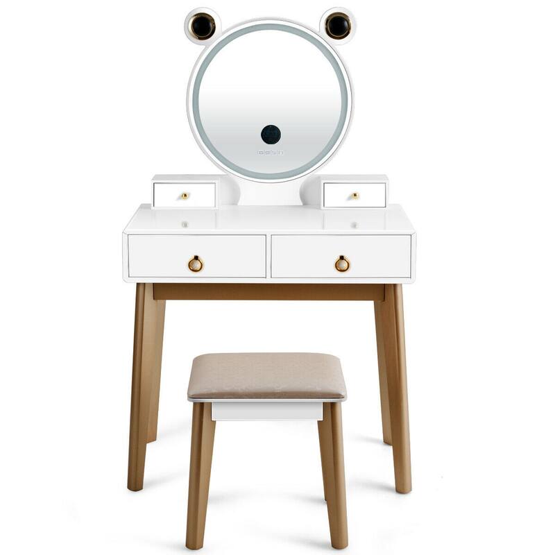 Gymax Makeup Dressing Vanity Table Set w/ Touch Screen Mirror - See Details