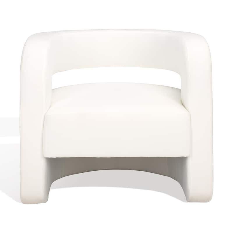 SAFAVIEH Couture Onela Barrel Back Accent Chair - 32 In. W x 29 In. D x 29 In. H. - 32"W x 29"D x 29"H - White.