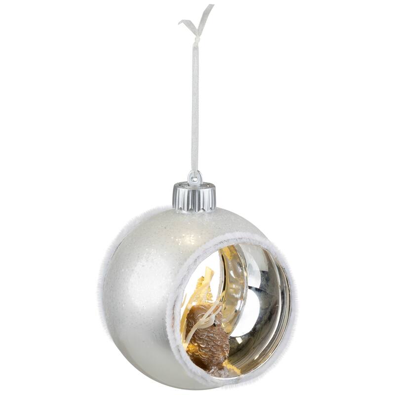 3.75" Silver and White Round Cutout Owl Christmas Ornament