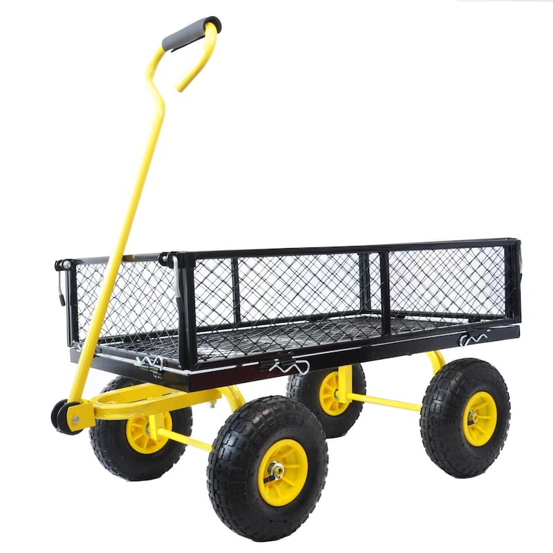 Garden Foldable Utility Wagon Cart with Pneumatic Tires