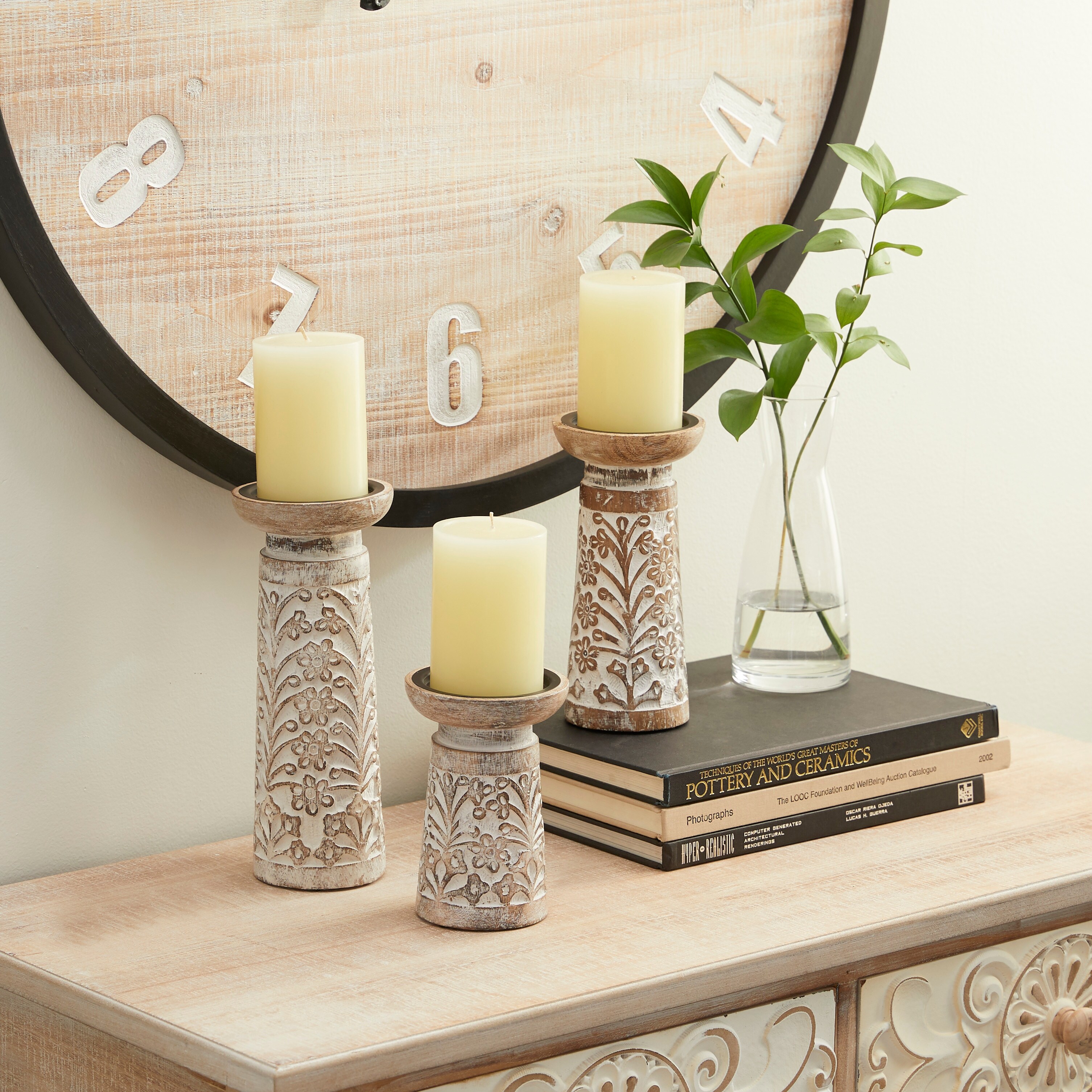 Brown Wood Natural Candle Holder (Set of 3) - On Sale - Bed Bath & Beyond -  21147724