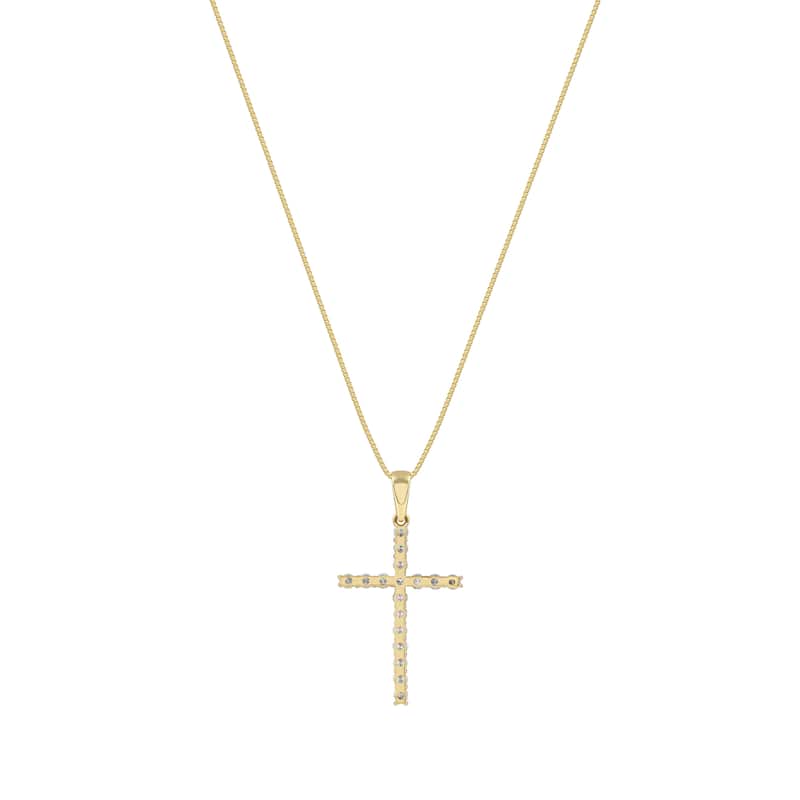 1/4ct TDW Lab-grown Diamond Cross Pendant Necklace in 14k Gold for Women