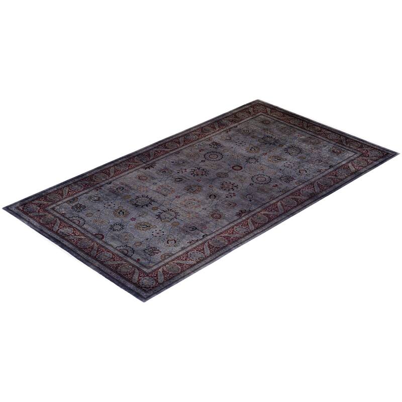 Overton Hand Knotted Wool Vintage Inspired Modern Contemporary Overdyed Gray Area Rug - 8' 2" x 14' 8"