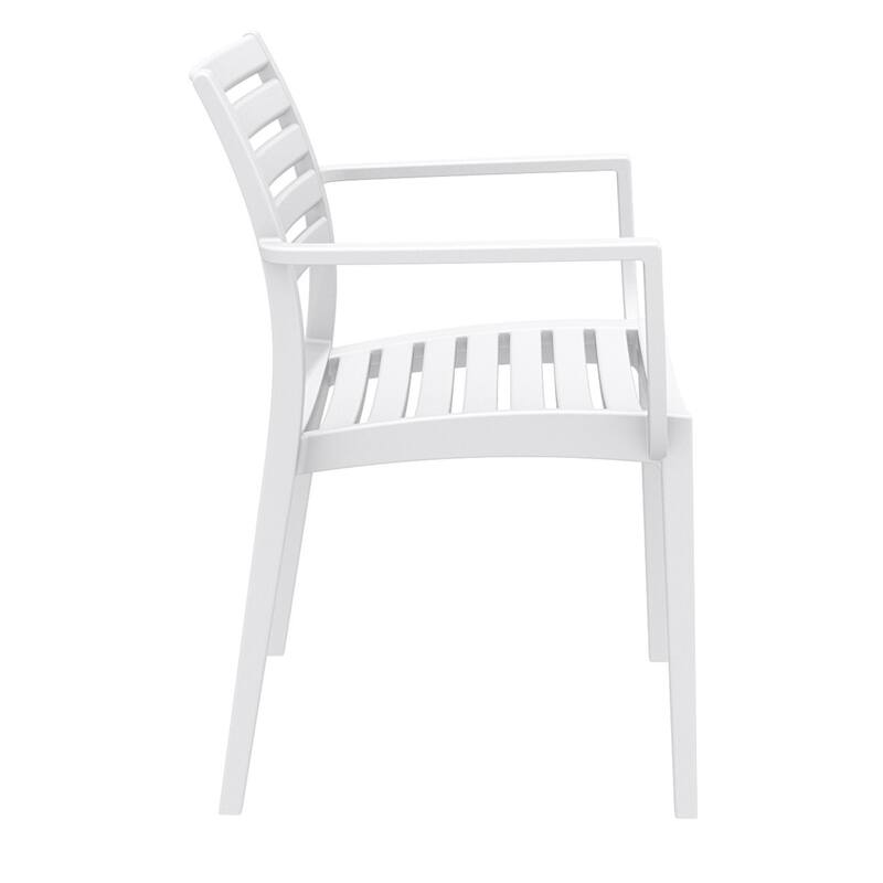 33" White Stackable Outdoor Patio Dining Arm Chair