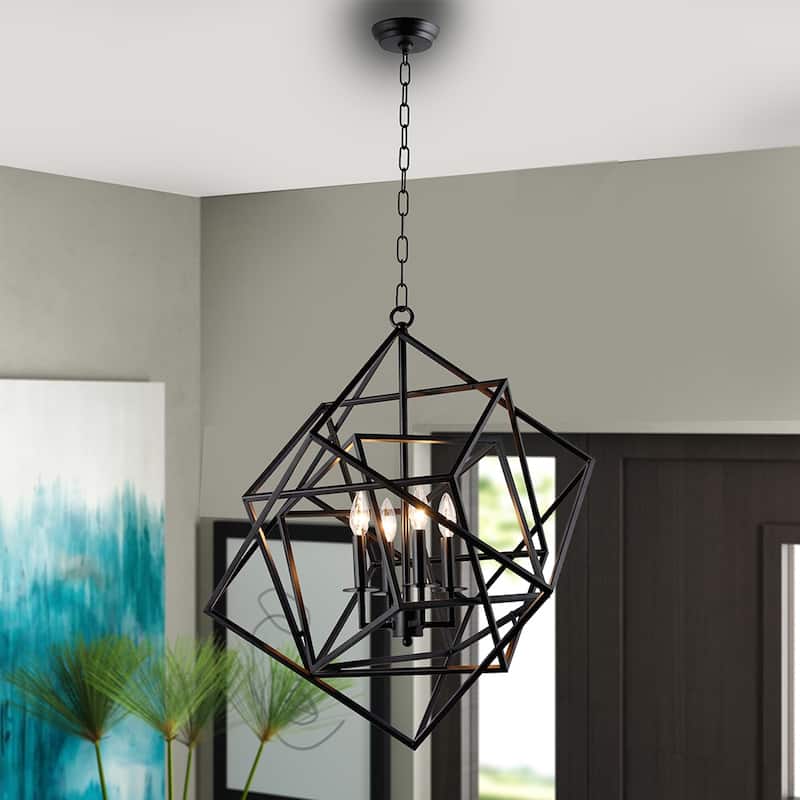 AA Warehousing 4 light Chandelier in Black finish