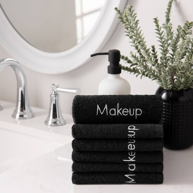 Cotton Embroidered Makeup Remover Towels - Set of 6