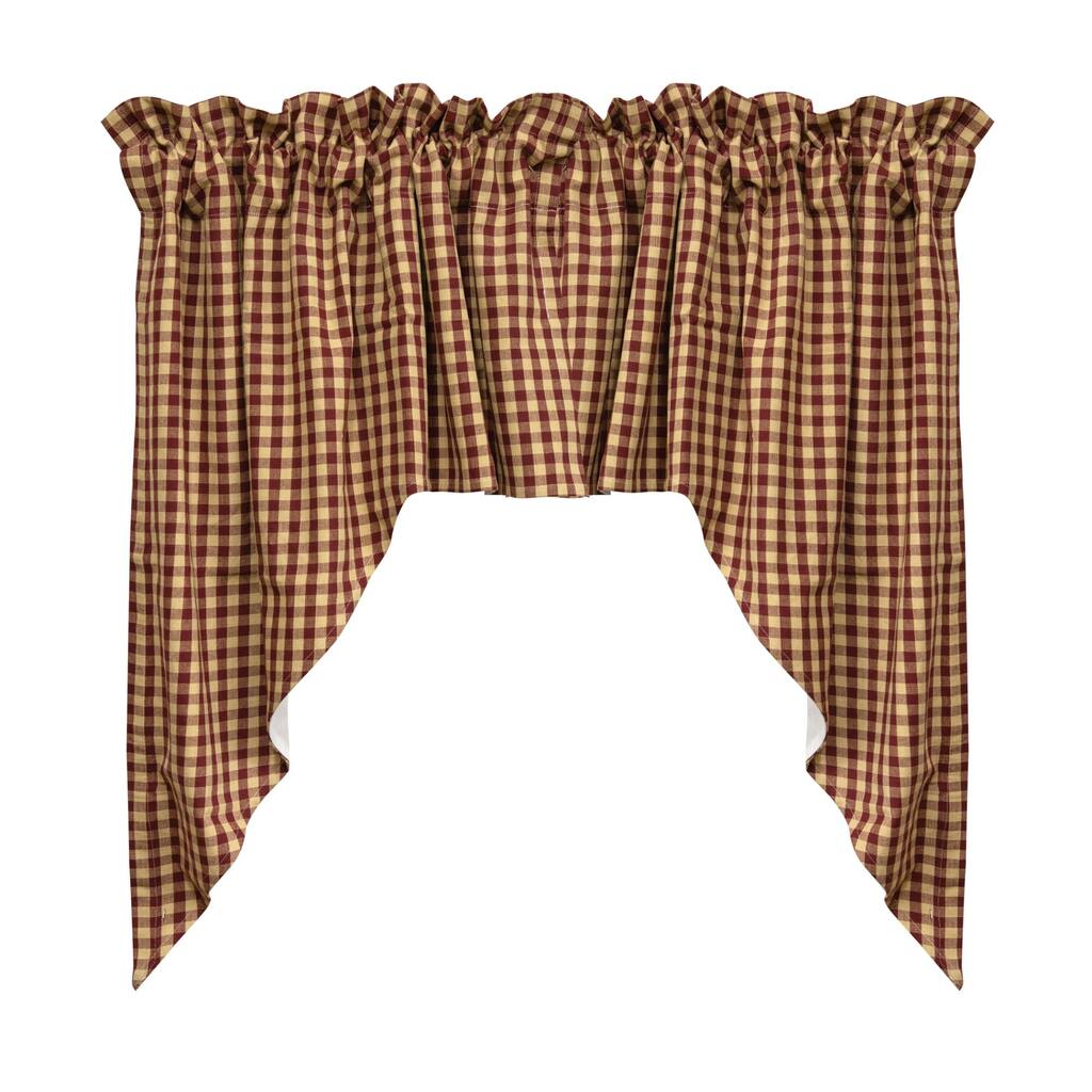 2/Set Burgundy Check Swags - L