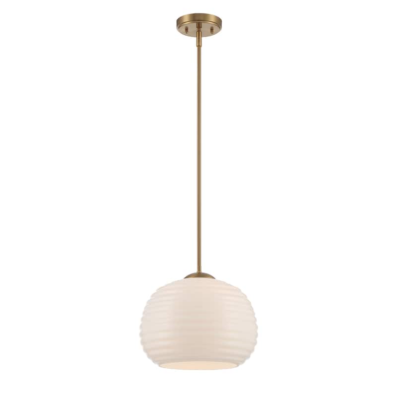 Acroma 1-Light Striped Glass Globe Pendant For Kitchen Island