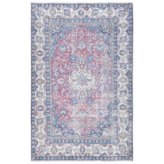 Hand Knotted Red Overdyed & Vintage with Worn Wool Oriental Rug (6'1