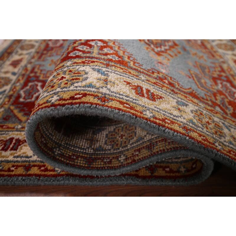 Blue Geometric Viss Oriental Accent Rug Hand-Knotted Wool Carpet - 2'11"x 5'3"