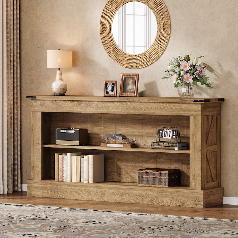 63-Inch Long Console Table with Shelf, 3 Tier Modern Entryway Table - Bown