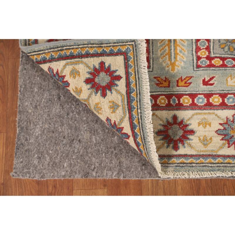 Geometric Kazak Runner Rug Hand-Knotted Wool Carpet - 2'8" x 13'6"
