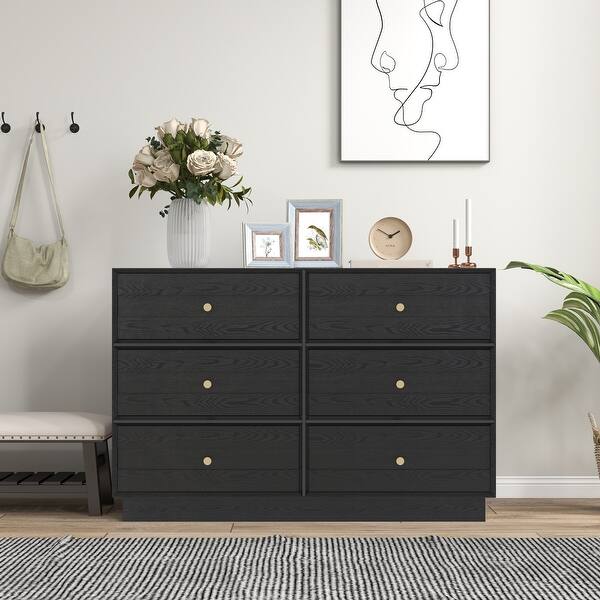 Modern Black 6-Drawer Dresser with Crystal Knobs and Painted Decorative  Strip - Stylish Storage Chest for Bedroom or Closet - Bed Bath & Beyond -  42286348