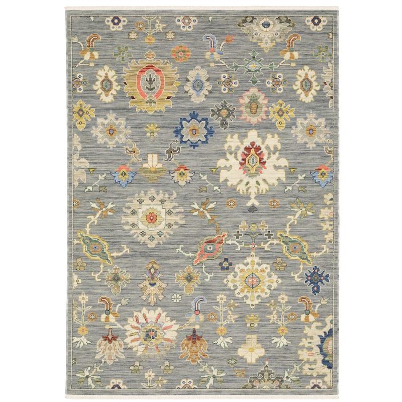 Style Haven Lawson Traditional Persian Wool Fringe Edge Area Rug - 9' 10" x 12' 10" - Grey/ Multi - Rectangle