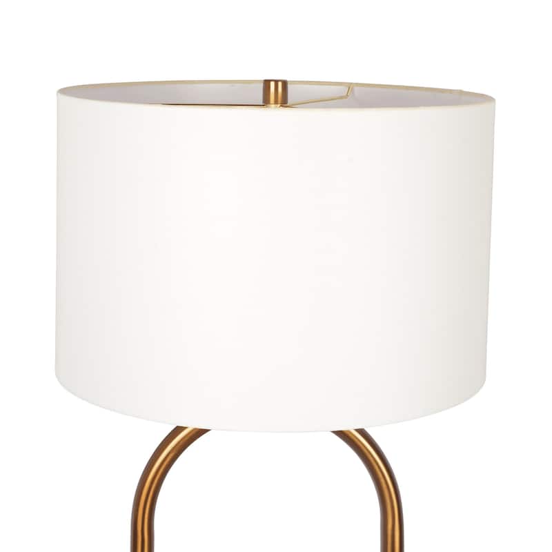Brass Ring Base Floor Lamp with Large White Drum Shade