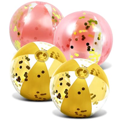 Mozlly Bundle of Confetti Inflatable Beach Balls, Size 16 Inch - 16 inches
