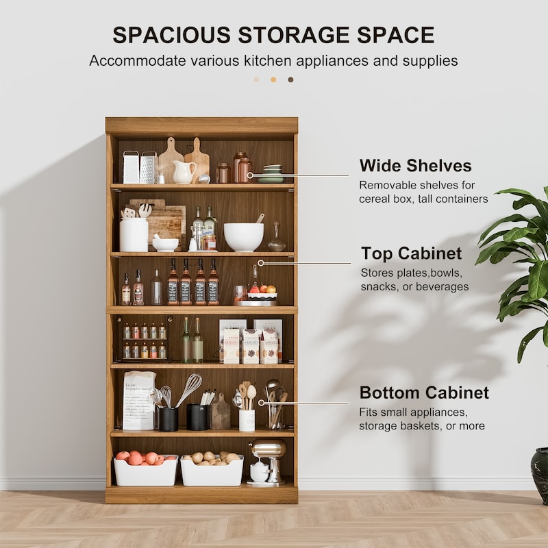 Doorless Wood Bookshelf Storage Cabinet Bookcase&Office Cabinet for Kitchen Bedroom Entryway Living Room Dinning Room