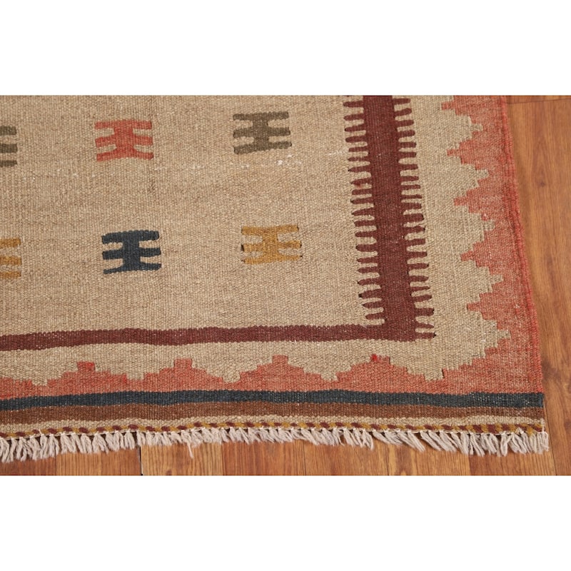 Reversible Kilim Persian Foyer Rug Hand-Woven Wool Carpet - 2'9"x 6'3"