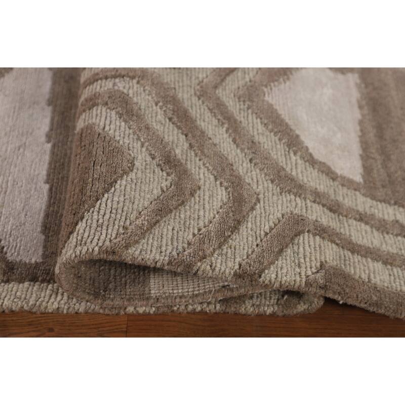 Modern Oriental Area Rug Hand-Knotted Wool Carpet - 9'2" x 11'8"