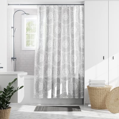 Medallion Waterproof PEVA Shower Curtain, 70 x 72 Inches, White