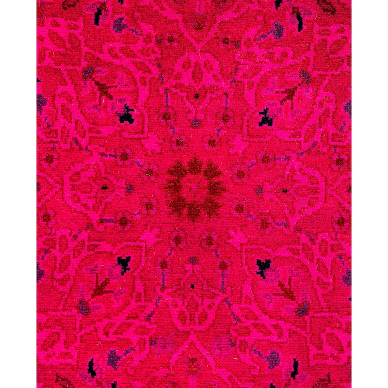 Overdyed One-of-a-Kind Hand-Knotted Round Area Rug - Pink - 3' 1" x 3' 1"