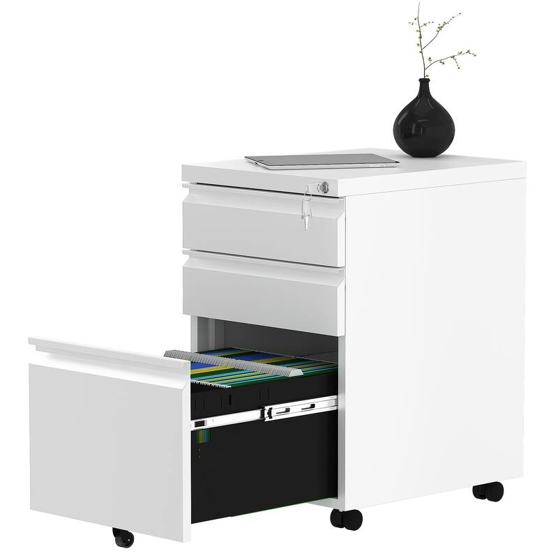 Modern 2/3-Drawer Locking Rolling Wheeled Steel File Cabinet