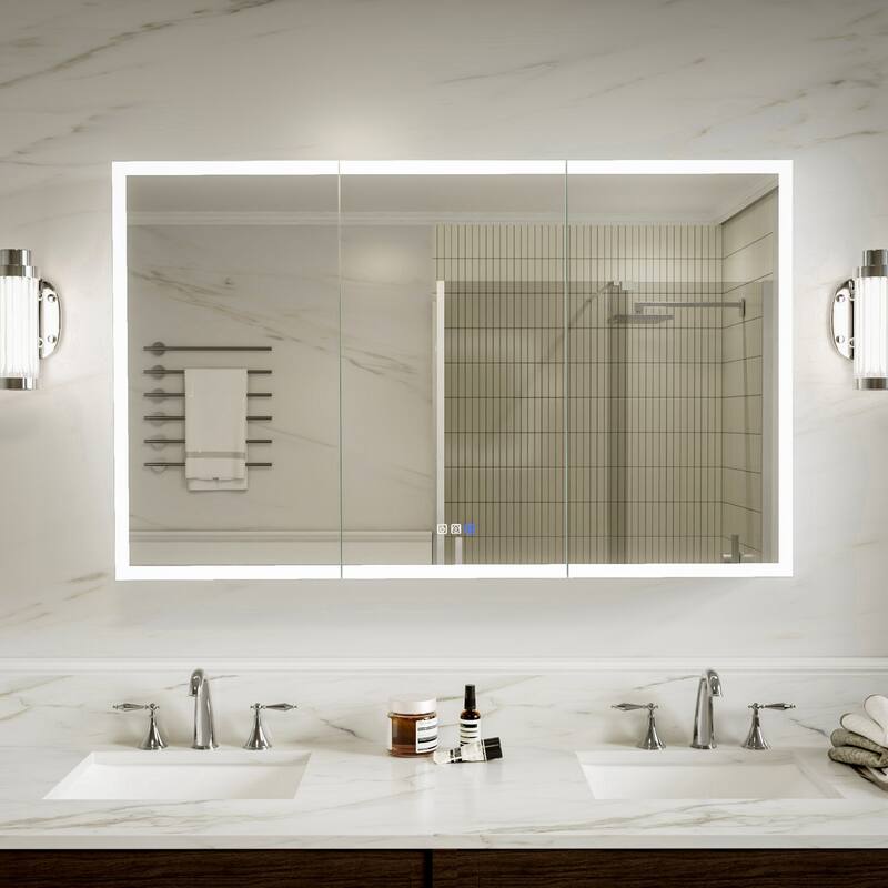 Modland 36"-48"W x 30"H LED Bathroom Medicine Cabinet Dimmable Anti-Fog,Recessed or Surface Mount