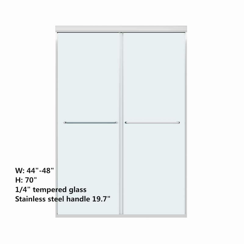 45''/54''W x 70'' H Glass Double Sliding Shower Door in Black/Chrome
