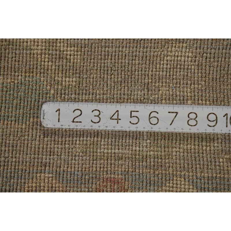 Hand Knotted Oriental 100% Wool Carpet Transitional All-Over Green Oushak Area Rug - 10' 4'' X 8' 2''