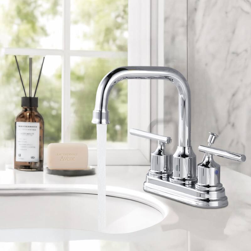 WOWOW 4 in. Centerset Double Handle Bathroom Faucet